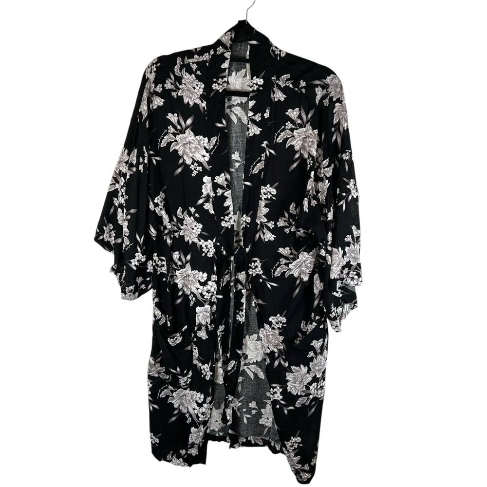 Spiritual Gangster Maya Kimono Women Large Black Floral Tie Front‎ Boho Fairy